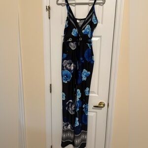 VENUS Black and Blue Floral Jumpsuit